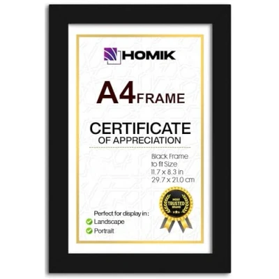 Bild av HOMIK A4 fotoram med akrylsäkerhetsglas, dekorativ bildram, perfekt för att ge bort och hänga på väggen