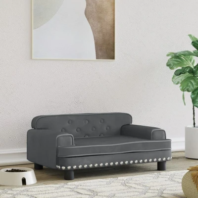 Bild av Hundbädd mörkgrå 70x45x30 cm sammet