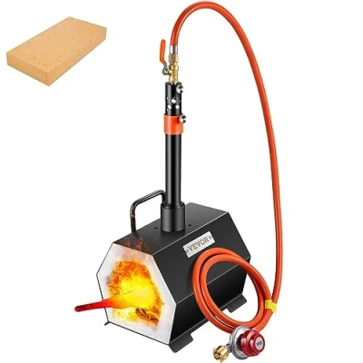 Bild av VEVOR Gas smidesugn hexagon, 250 x 215 190 mm gassmide med brännare, guld, mässing, brons, magnesium, aluminium, tenn och rostfritt stål, gaspropan forge 2 m gasslang