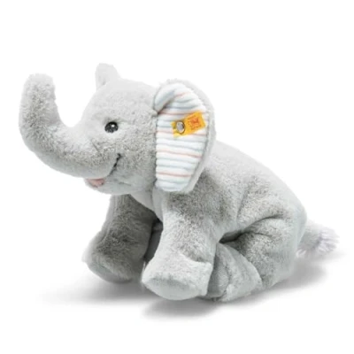 Bild av Steiff 242656 Floppy Studsmatta elefant, 20 cm, grå violett, mjuk leksak liggande