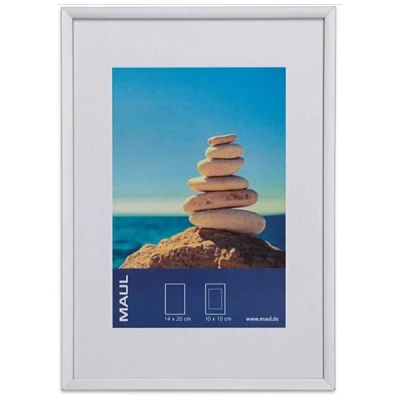 Bild av Maul Ram i Aluminium, Stående Eller Liggande Format, Med Passepartoutinlägg, Justerbar Utbytbar Ram, Plastglas, Fotoram 15 x 21 cm