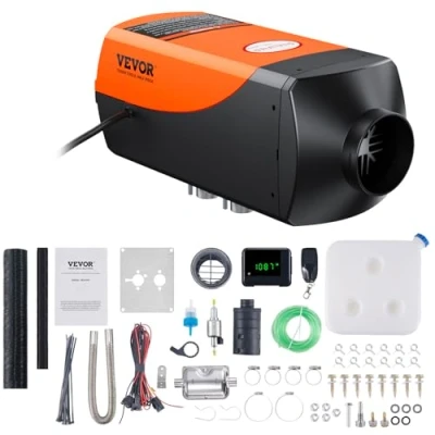 Bild av VEVOR Dieselvärmare 12 V 2 kW Förbrukning 0,12 0,26 L/h Diesel luftvärmare 8 36 C Justerbar 10 15 m² Intelligent LCD kontroll och fjärrkontroll L tank för lastbil båt husbil interiör