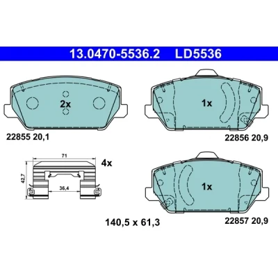 Bild av ATE 13.0470 5536.2 Jeu de plaquettes frein avec indicateur d&#039;usure accessoires HYUNDAI: i30 III 3/5 portes, Fastback