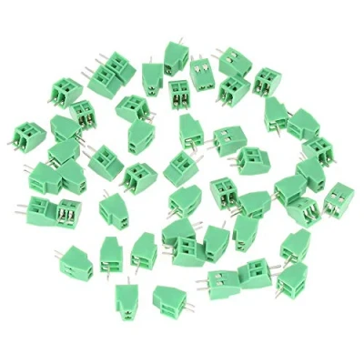 Bild av 50 st 2 stifts PCB terminalblocksanslutningar, terminaler Skruvterminaler 2,54 mm Pitch Mount Power Green Terminal Block Skruvterminalblock