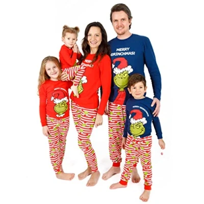 Bild av The Grinch Matchande familj julpyjamas vuxna barn åtsittande pyjamas present till män, kvinnor, flickor och pojkar jul filmvaror, Pojkar, 3 4 År