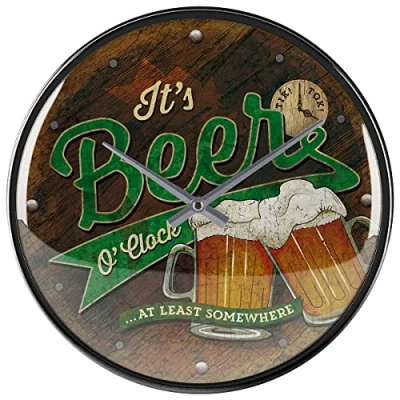 Bild av Nostalgic Art Väggklocka i retrostil, Beer O&#039; Clock Glasses Presentidé för ölälskare, Stort väggur, Deko vintagedesign, Ø 31 cm