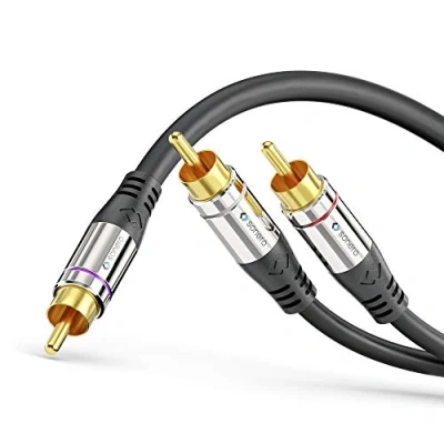 Bild av Sonero Premium RCA ljudkabel, 1 x kontakt till 2 kontakter 1,00 m, guldpläterade kontakter, svart