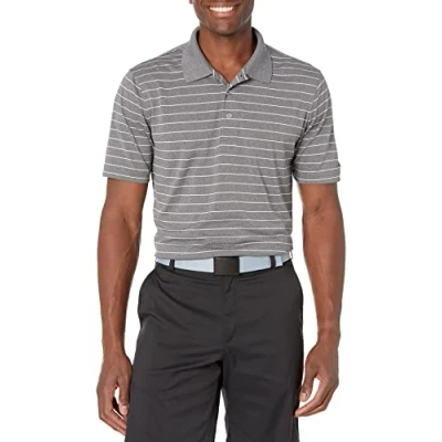 Bild av Amazon Essentials snabbtorkande golfpikétröja för män (finns i stora och långa), medium grå ljung vit rand, X Large
