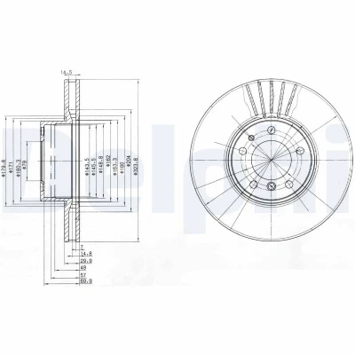 Bild av DELPHI BG670 Disque de frein 324 30 5 ventilé huilé non traité sans roulement roue, bague ABS BMW: Berline, Touring, 7