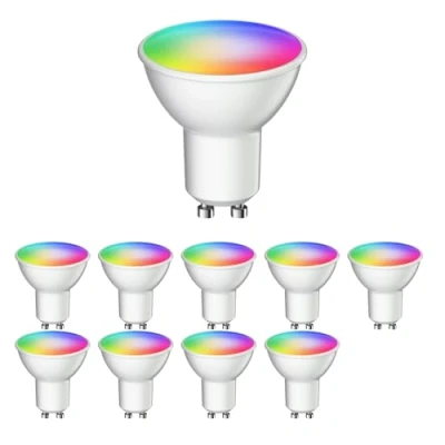 Bild av ledscom.de 10 GU10 LED RGB lampor, PAR16, varmvit kallvit (2900 6200 K), 5,5 W, 473lm, 103, Smart Home, WLAN, Alexa, matt
