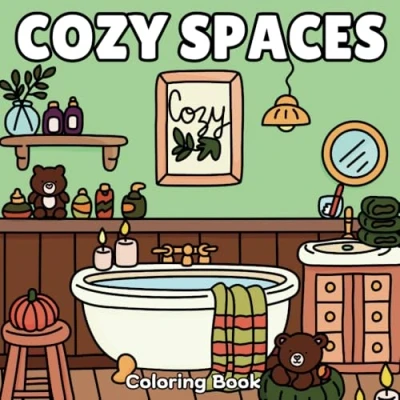 Bild av Cozy Spaces: Coloring Book for Adults and Teens, Designs of Hygge Inspired Rooms, Spaces, Corners Cute Animals Relaxation Stress Relief