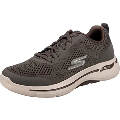 Bild av Skechers Go walk Arch Fit Idyllic Herr Sneaker, Taupe Textile Synthetic Trim, 44.5 EU
