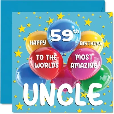 Bild av 59th Uncle födelsedagskort World&#039;s Most Amazing Happy Birthday Card for from Niece Nephew, 145 mm x ålder 59 femtio nio gratulationskort till farbror