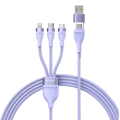 Bild av Baseus Câble de charge rapide série Flash deux pour trois U+C vers M+L+C 100W