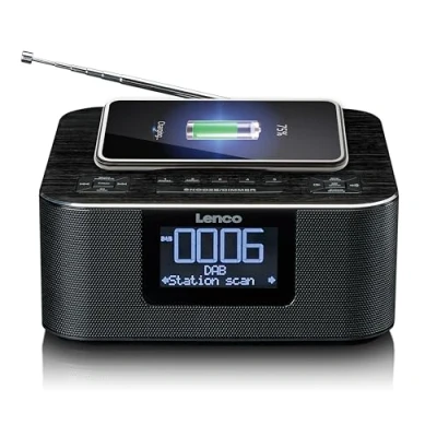 Bild av Lenco CR 650BK DAB+/ FM Clock Radio with Bluetooth® and wireless charging black DAB/DAB+/FM Stereo Svart