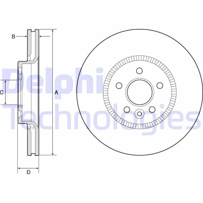Bild av DELPHI BG9184C Disque de frein 316 28 5 ventilé revêtu non traité sans roulement roue, bague ABS FORD: Mondeo Kombi