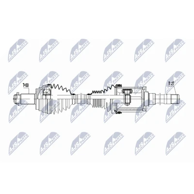 Bild av NTY NPW BM 040 Arbre de Transmission Essieu avant droit 975 Boîte automatique, automatique à 8 vitesses BMW: X5, X6
