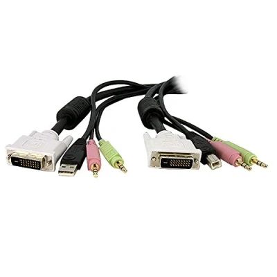Bild av StarTech.com 4 i 1 USB Dual Link DVI D KVM switch kabel med ljud och mikrofon tangentbord / mus video