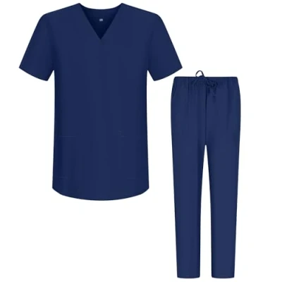 Bild av MISEMIYA unisex skrubbset medicinsk uniform med topp och byxor ref.6801 6802, blå, XS