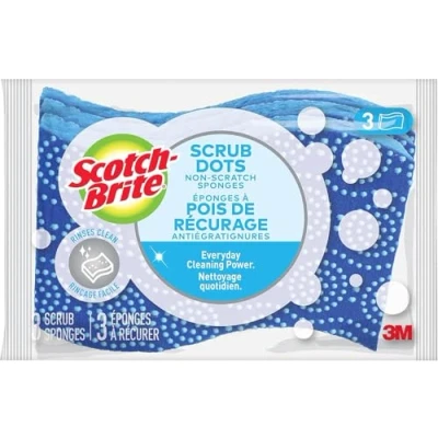Bild av Scotch Brite Scrub Dots Skrapsvamp för köket 3 svampar per förpackning icke repar effektiv och skyddande rengöring