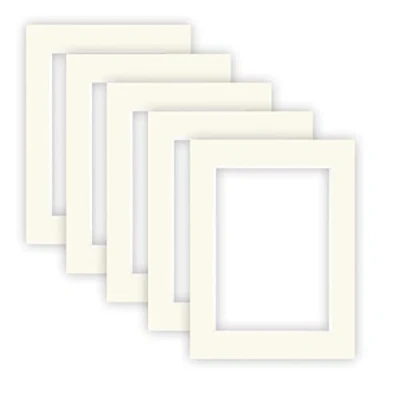 Bild av nielsen Conservation Passepartout kartong 2,2 mm set med 5 st yttre format 30x40 cm för bildformat 20,5 x 29,5 (DIN A4) elfenbensvit (gräddvit) slät yta