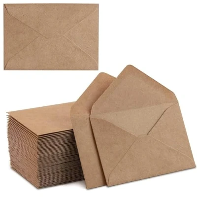Bild av PALUDO 100 st Kraftpapper Kuvert Brun 13,5 x 18,5 cm 130 g/m² Våthäftande med Spetsig Flik, Utan Fönster för Gratulationskort Födelsedagskort Inbjudningskort Brev