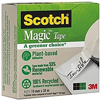 Bild av Scotch Magic tejp A Grön Choice 1 rulle, 19 mm x 30 m osynlig med vegetabiliskt lim för reparation, märkning och tätning av dokument