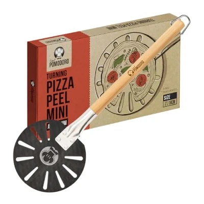 Bild av Chef Pomodoro pizza vändande skal med avtagbart aluminiumhandtag för enkel förvaring, gourmet lyxig vändning bakning hemlagad och bröd (18 cm)