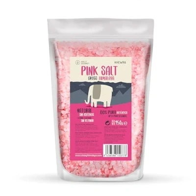 Bild av Grovt Himalaya rosa salt. Inga tillsatser, ingen raffinering. Högre innehåll i spårelement. Till säsong och säsong. Ursprung: Punjab, Pakistan