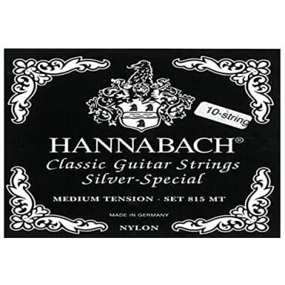 Bild av Hannabach strängar för klassisk gitarr serie 815 8/10 strängade gitarrer/Medium Tension Silver Special (hög kvalitet nästan alla instrument, gitarr, Made in Germany)