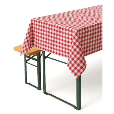 Bild av TextilDepot24 Lantliga rutiga dukar valbar färg och storlek 100% bomull (110 x 280 cm, röd vit)