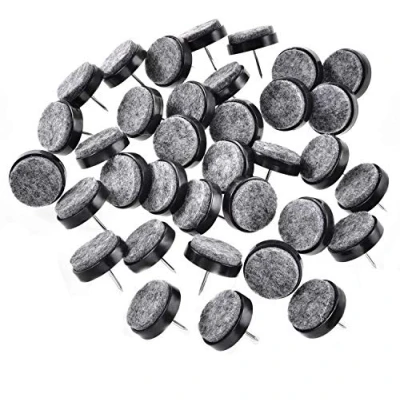 Bild av Jieddey filtglidare, skruvar, 50 stycken stol, rund naglar, nagelglidare, filt, stolben, möbeltassar för trästolspall, bordsben, 22 mm svart