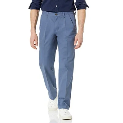 Bild av Amazon Essentials herr klassisk passform skrynkelfri veckad chinos byxa (finns i stora och långa), indigo, 42 B x 32 L