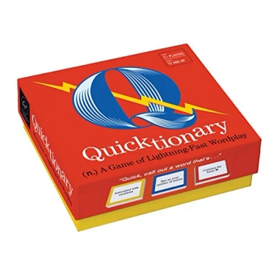 Bild av Chronicle Books Quicktionary: A Game of Lightning Fast Wordplay, innehåller 102 promptkort; 1 regelbok