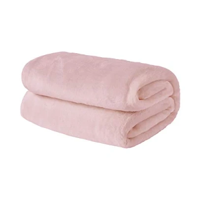 Bild av Brentfords Flanell fleece ultramjuk stor filt överkast över fluffigt varmt för sovrum enkelsäng soffa soffa, rodna rosa 120 x 150 cm