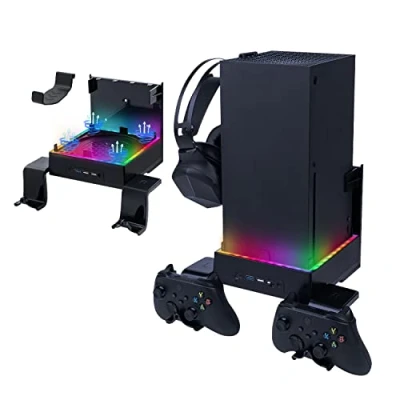 Bild av Mcbazel Xbox Series X Väggmonteringssatser med kylfläkt, RGB LED kylsystemfäste justerbara hastighetsnivåer/USB portar/Kontrollfästen
