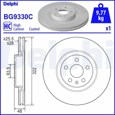 Bild av Bromsskiva DELPHI BG9330C