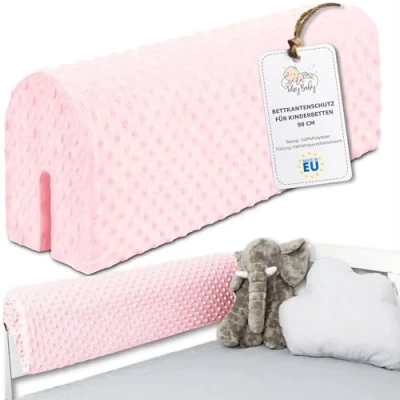 Bild av Sängkantsskydd för barnsängar 90 cm skydd sängram babysäng fallskydd till resårmadrass sängstång med överdrag kantskydd barnsäng Rosa