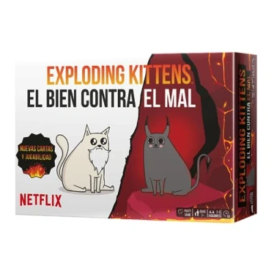 Bild av Exploding Kittens Goda mot ondska Kortspel för kattälskare och explosioner Från 7 år gammal 26 spelare 15 minuter per spel Svenska