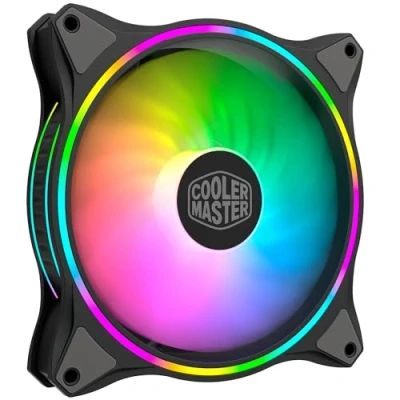 Bild av Cooler Master MasterFan MF140 Halo ARGB chassi och kylfläkt, adresserbar RGB belysning med dubbla ringar, hybridbladdesign stoppsensorskydd samt en vibrationsdämpande ram 140 mm