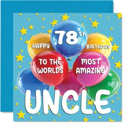 Bild av 78th Uncle födelsedagskort World&#039;s Most Amazing Happy Birthday Card for from Niece Nephew, 145 mm x ålder 78 sjuttio åtta gratulationskort till farbror