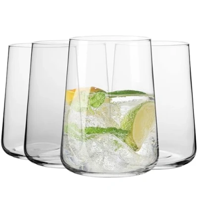 Bild av Krosno Vattenglas, drycker och juiceglas tumlare 490 ml set med 4 Infinity Collection Blyfritt hållbart glas glaskoppar, glasbehållare perfekt för hem bar dricksglas