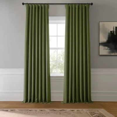 Bild av HPD Half Price Drapes Texturerade mörkläggningsgardiner i konstgjort linne för sovrum, 1 längd, gardiner vardagsrum, heminredning, 127 x 274 cm (B L), mörkgrön (Tuscany Green)