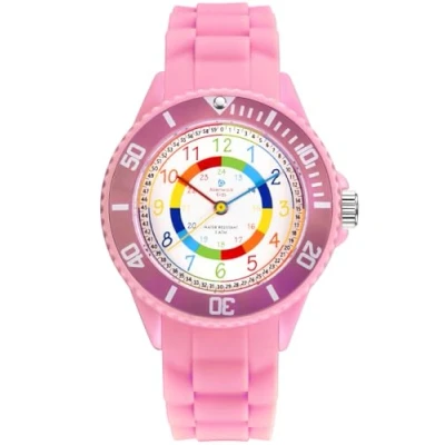 Bild av Alienwork Barn Pojkar Flickor Lärande Tid Vattentät 5 ATM, Rosa/flerfärgad/rosa silikonarmband