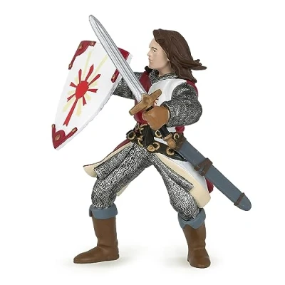 Bild av Papo handmålad figurer medeltida fantasy lancelot, röd 39282 samlarbar för barn lämplig pojkar och flickor från 3 år
