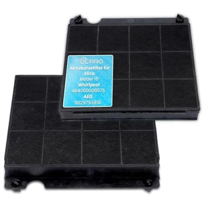 Bild av DL pro Set med 2 aktiverade kolfilter köksfläkt kompatibel Elica Model 15 Whirlpool 484000008575 AEG 9029793818