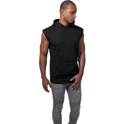 Bild av Urban Classics OPEN EDGE Sleeveless Hoody Tshirt med print, Storlek: Large, Black