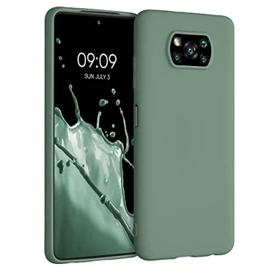 Bild av kwmobile Fodral kompatibelt med Xiaomi Poco X3 NFC/Poco Pro mjukt silikonfodral grangrön