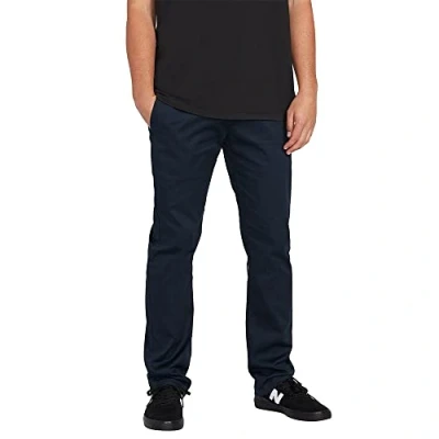 Bild av Volcom Tygbyxor för män, Frickin, moderna stretchbyxor, Mörk marinblå 1, 28W x 34L