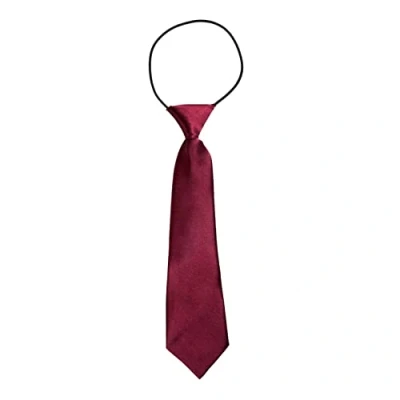 Bild av DonDon pojkslips Barn slips i glänsande sidenlook förbundet 7,0 cm bred med resårband Bordeaux mörkröd
